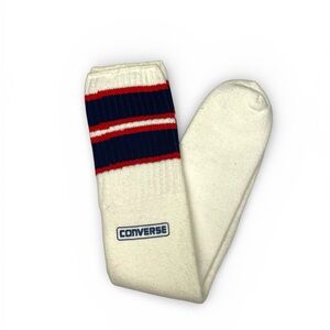 Vintage Converse white Athletic tube Socks with Navy and Red Stripes